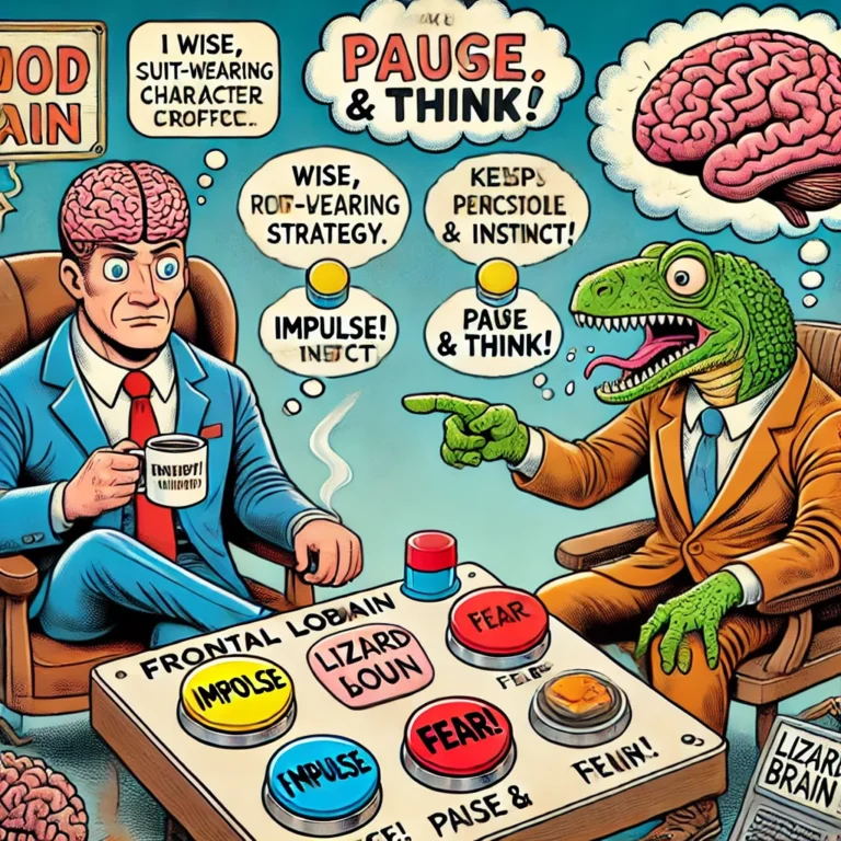 frontal brain and lizard brain at war